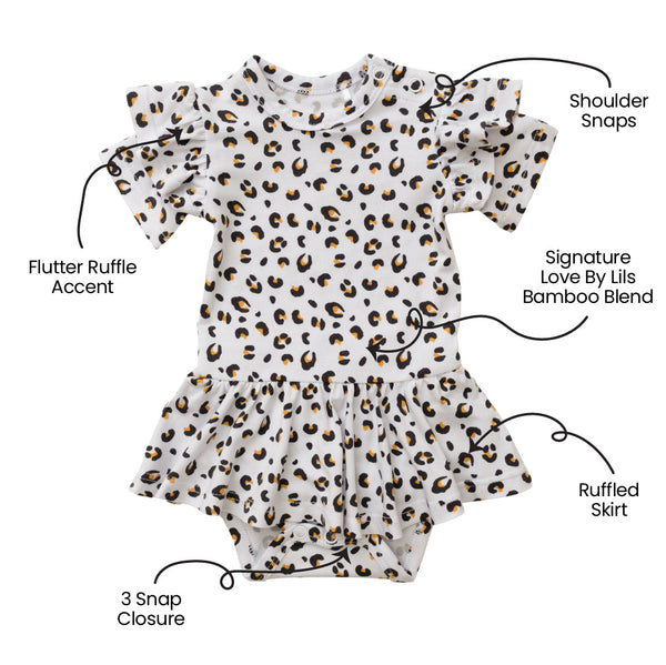 Allie Leopard Bamboo Skirted Bodysuit