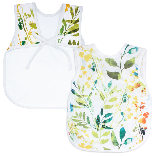 "Autumn Leaves Bapron for babies, featuring a stylish design perfect for mealtime messes."