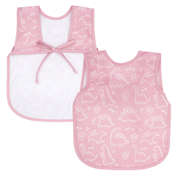 Dino Friends Blush Bapron for babies, stylish and practical feeding accessory with dinosaur design.