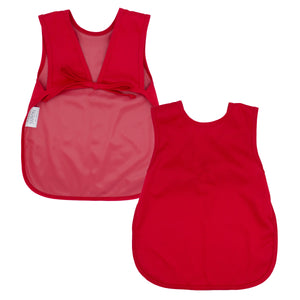 Solid candy apple red minimalist bapron for babies, stylish and functional for mealtime messes.