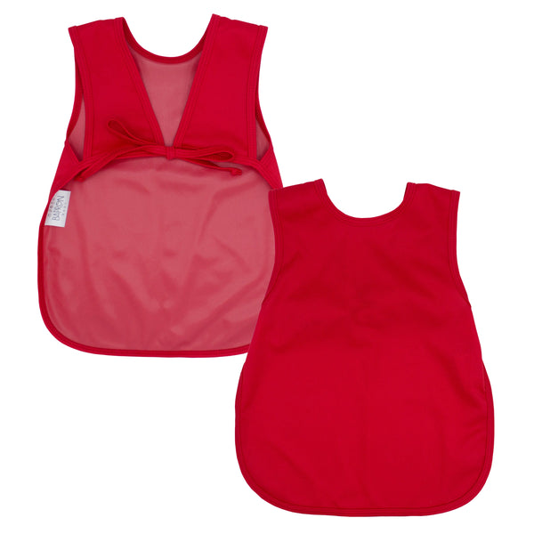 Solid candy apple red minimalist bapron for babies, stylish and functional for mealtime messes.