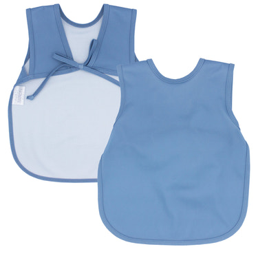 Solid dusty blue minimalist bapron for babies, perfect for mealtime messes and stylish protection.