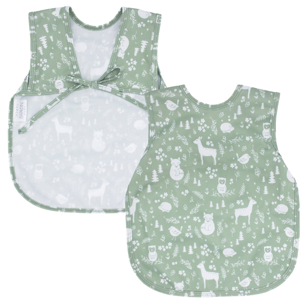 Forest Friends Bapron for babies, featuring cute animal designs, perfect for mess-free mealtime and playtime.