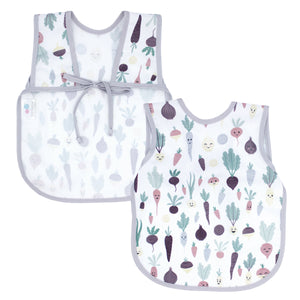 Root Veggies Bapron for babies, featuring a colorful vegetable design, perfect for mess-free mealtime.
