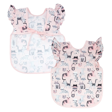 "Kitty Flutter Bapron for babies, featuring a cute cat design and practical, mess-free coverage."