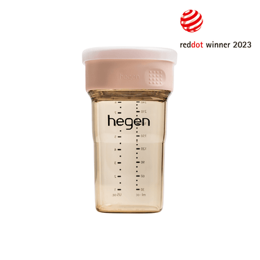 Hegen PCTO™ 240ml Pink All-Rounder Sippy Cup for babies 12 months and up, made from durable PPSU material.