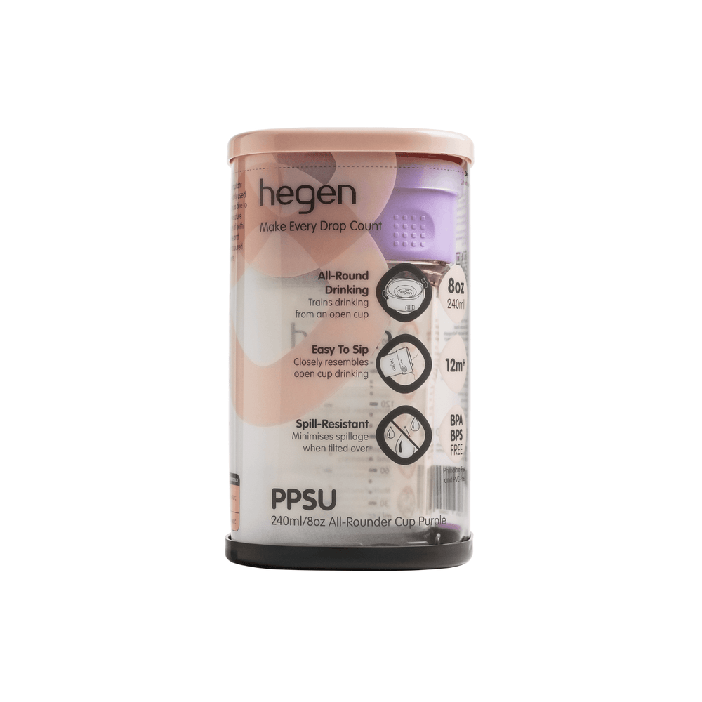Hegen PCTO™ 240ml All-Rounder Cup in Purple for babies 12 months+, durable PPSU drinking bottle.
