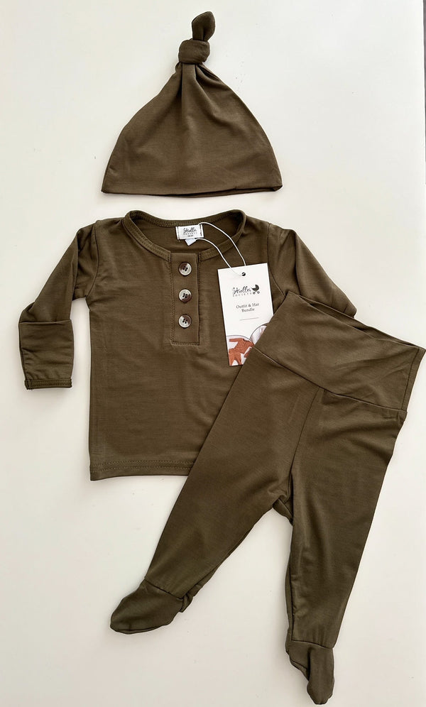 Top and Bottom Outfit, Baby Boy Outfits, Army Green