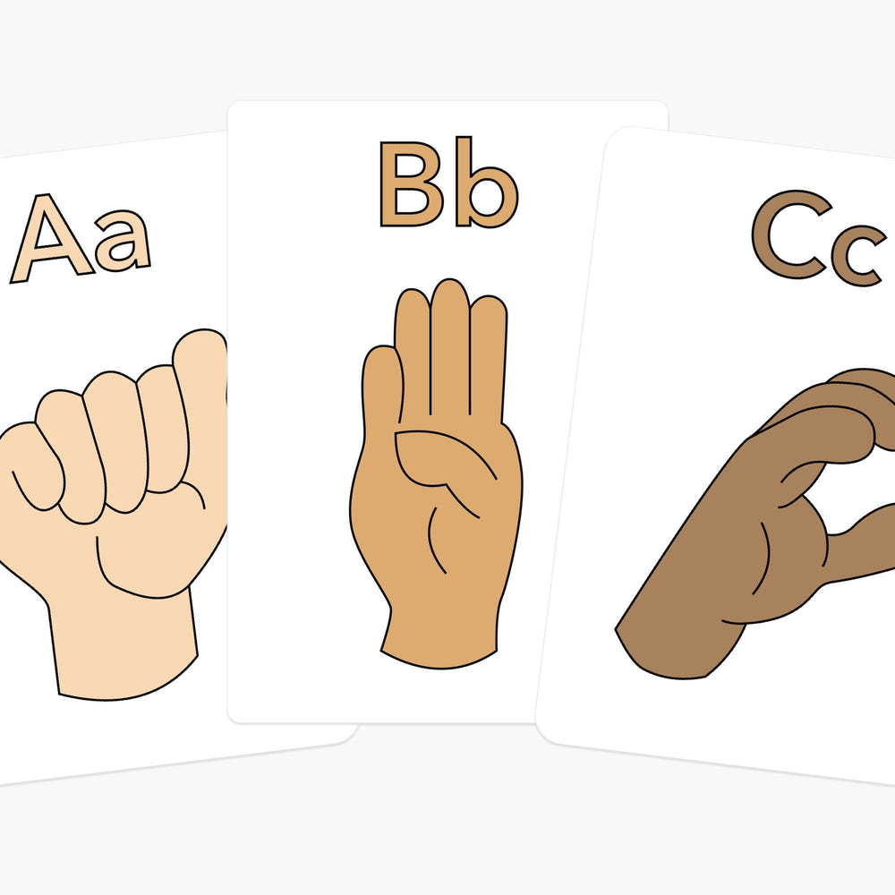 ASL Alphabet Flashcards for babies - engaging learning tool for early language development and creative play.