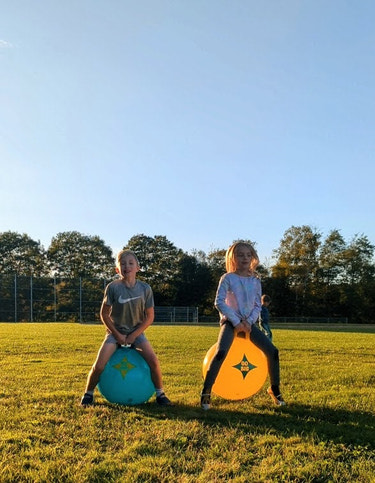 Set of 2 Hop Ball Race Set for kids, perfect for active play and outdoor fun.