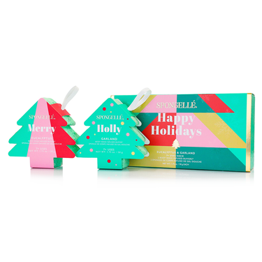Happy Holidays Holiday Tree Gift Set - Body Wash Infused Buffer for a festive bathing experience.