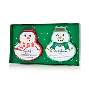 Let It Snow Holiday Snowman Gift Set - Body Wash Infused Buffer, festive design, perfect for winter gifting.