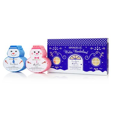 "Winter Wonderland Holiday Snowman Gift Set - Body Wash Infused Buffer for a festive bathing experience."