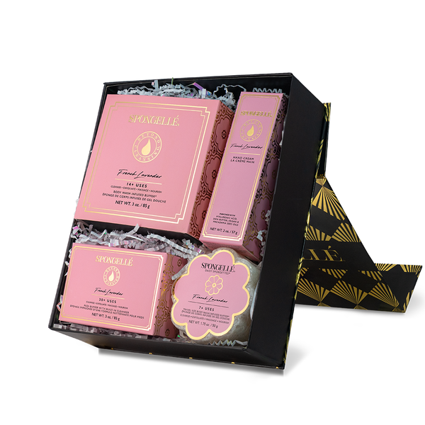 French Lavender Daisy Gift Set for babies, featuring soothing body care products in a charming presentation.