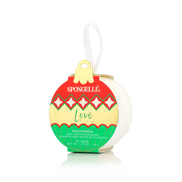 Love - Persimmon Holiday Ornament Body Wash Infused Buffer for a delightful bathing experience.