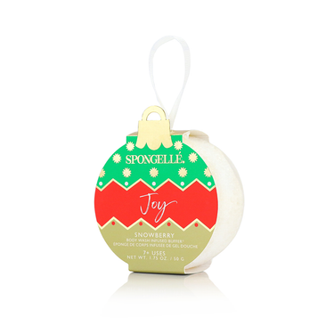 Joy Snowberry Holiday Ornament Body Wash Infused Buffer for a festive bathing experience.