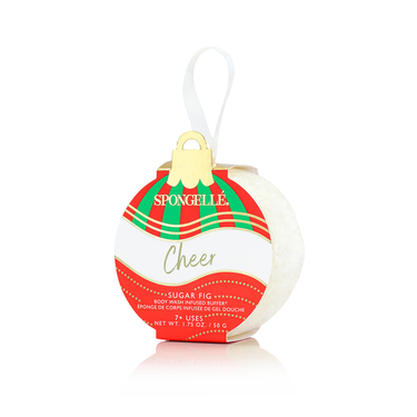 Cheer Sugar Fig Holiday Ornament - Body Wash Infused Buffer for a festive bathing experience.
