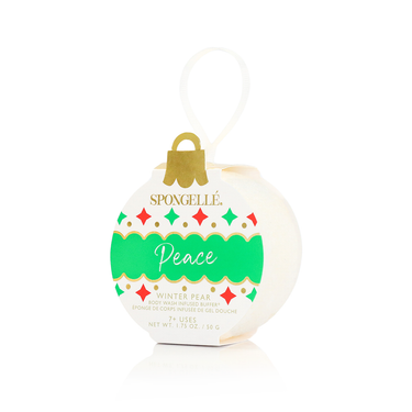Peace Winter Pear Holiday Ornament - Body Wash Infused Buffer for a soothing bath experience.