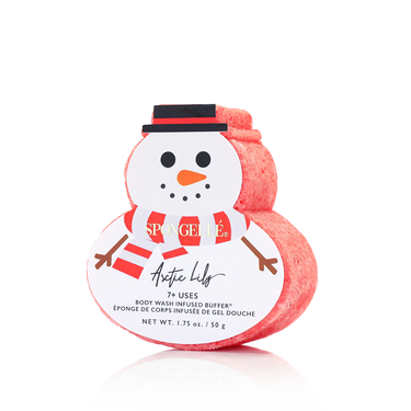 Arctic Lily Holiday Snowman Body Wash Infused Buffer for a festive bathing experience.