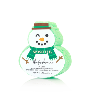 Winter Jasmine Holiday Snowman Body Wash Infused Buffer for a festive and soothing bath experience.