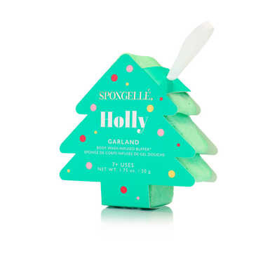 Holly Garland Holiday Tree Body Wash Infused Buffer for a festive bathing experience.