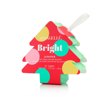 Bright Juniper Holiday Tree Body Wash Infused Buffer for babies - gentle, festive skincare for delicate skin.