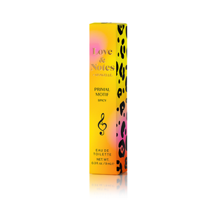Primal Motif Love & Notes Eau de Toilette for babies, body fragrance in elegant bottle, angle 3 view.