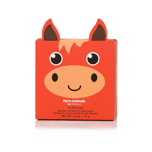 Henry Horse Body Wash Infused Buffer for babies, featuring a cute farm animal design, angle view 4.
