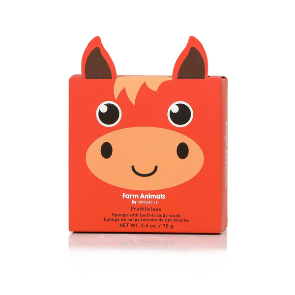 Henry Horse Body Wash Infused Buffer for babies, featuring a cute farm animal design, angle view 4.