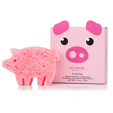 Peggy Pig Body Wash Infused Buffer - Fun farm animal bath accessory for gentle cleansing and playful bath time.