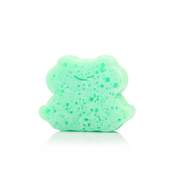 Freddie Frog body wash infused buffer in a playful nature animal design, perfect for gentle baby bathing.