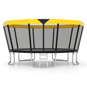 ASTM Compliant Recreational Trampoline with Non-Slip Ladder-Yellow
