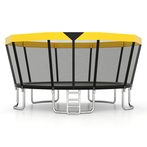 ASTM Compliant Recreational Trampoline with Non-Slip Ladder-Yellow