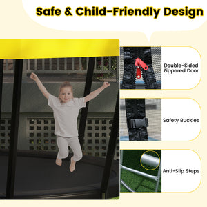 ASTM Compliant Recreational Trampoline with Non-Slip Ladder-Yellow