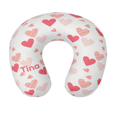 Personalized Hearts Travel Neck Pillow | Custom Name Gift