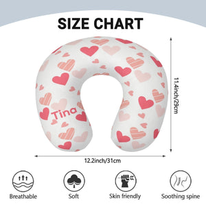 Personalized Hearts Travel Neck Pillow | Custom Name Gift