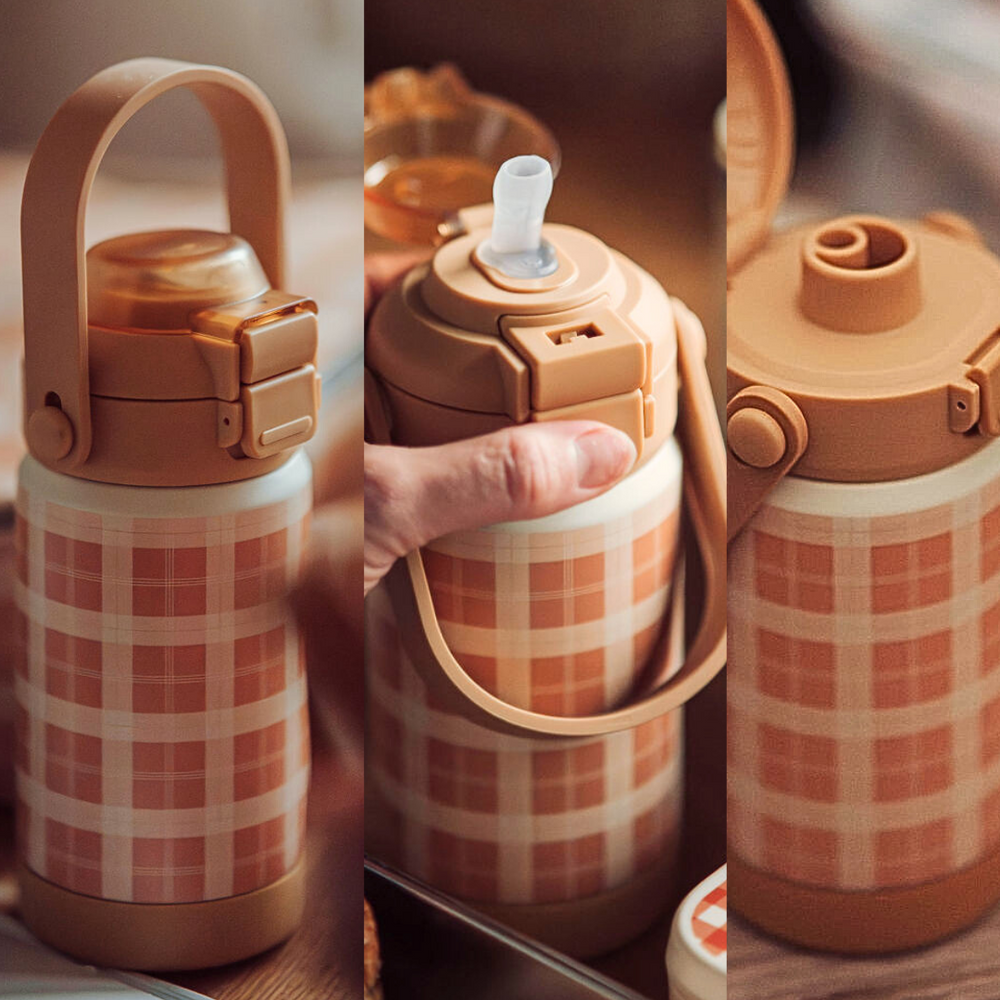 Sip + Chug 2 in 1 Thermo Water Bottle 24 oz in Fog color, perfect for keeping drinks hot or cold for babies.