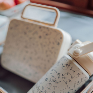 3 Compartment Leakproof Lunchbox in Scandi Floral design, showcasing angle 2 view for stylish meal prep.