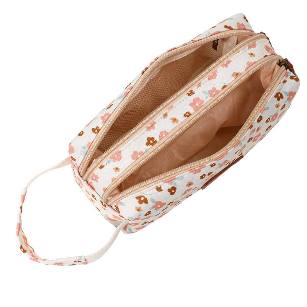 Two Compartment Pencil Case in Sunset Meadow design, perfect for organizing school supplies.