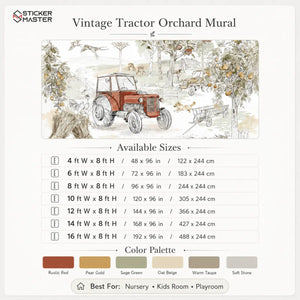 Vintage Tractor Orchard Mural | Nursery Wallpaper