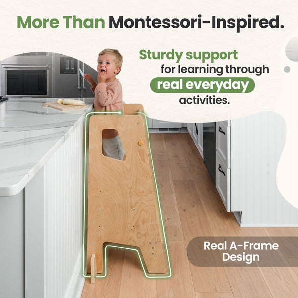 Montessori Toddler Tower Adjustable Kitchen Stool Helper