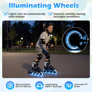Adjustable Kids' Incline Skates for Boys Girls Ages 5-14 for Kids - Outdoor Play