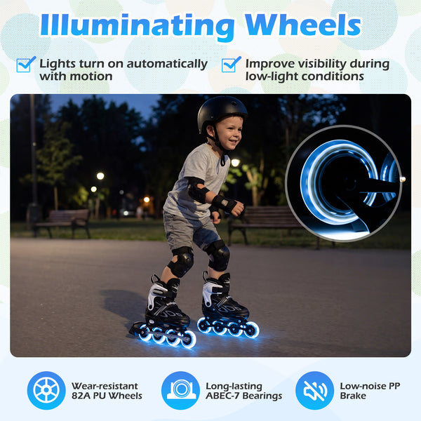 Adjustable Kids' Incline Skates for Boys Girls Ages 5-14 for Kids - Outdoor Play