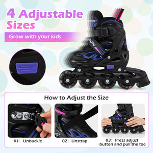 Adjustable Kids' Incline Skates for Boys Girls Ages 5-14 for Kids - Outdoor Play