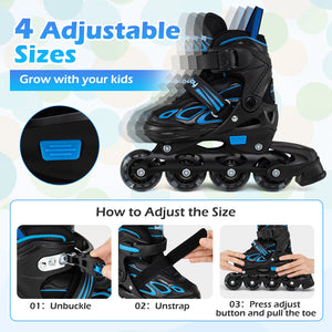 Adjustable Kids' Incline Skates for Boys Girls Ages 5-14 for Kids - Outdoor Play