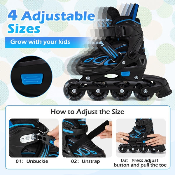 Adjustable Kids' Incline Skates for Boys Girls Ages 5-14 for Kids - Outdoor Play