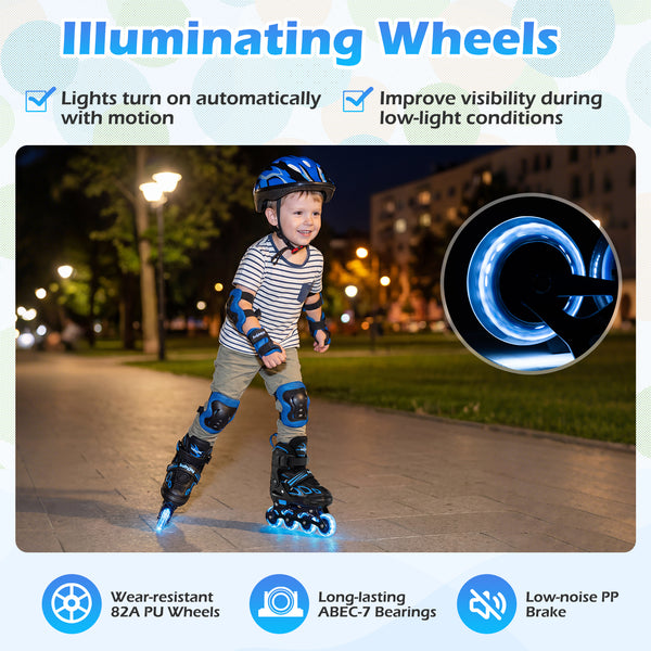 Adjustable Kids' Incline Skates for Boys Girls Ages 5-14 for Kids - Outdoor Play