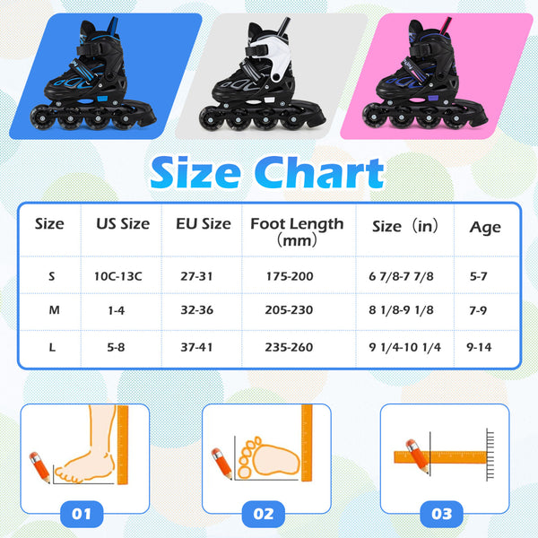 Adjustable Kids' Incline Skates for Boys Girls Ages 5-14 for Kids - Outdoor Play