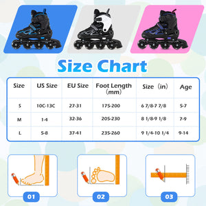 Adjustable Kids' Incline Skates 4 Sizes Adjustable Blade Roller