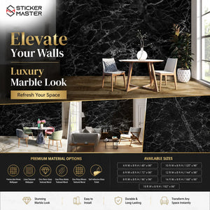 Midnight Vein Marble Wallpaper Mural | Black Stone Wall Decor